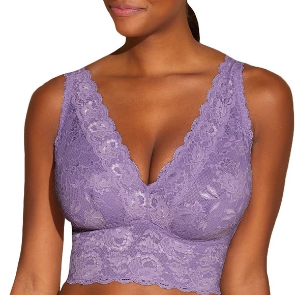SOLD  Purple Lace Bralette with Plunging V-Neck sz SP - Picture 1 of 8